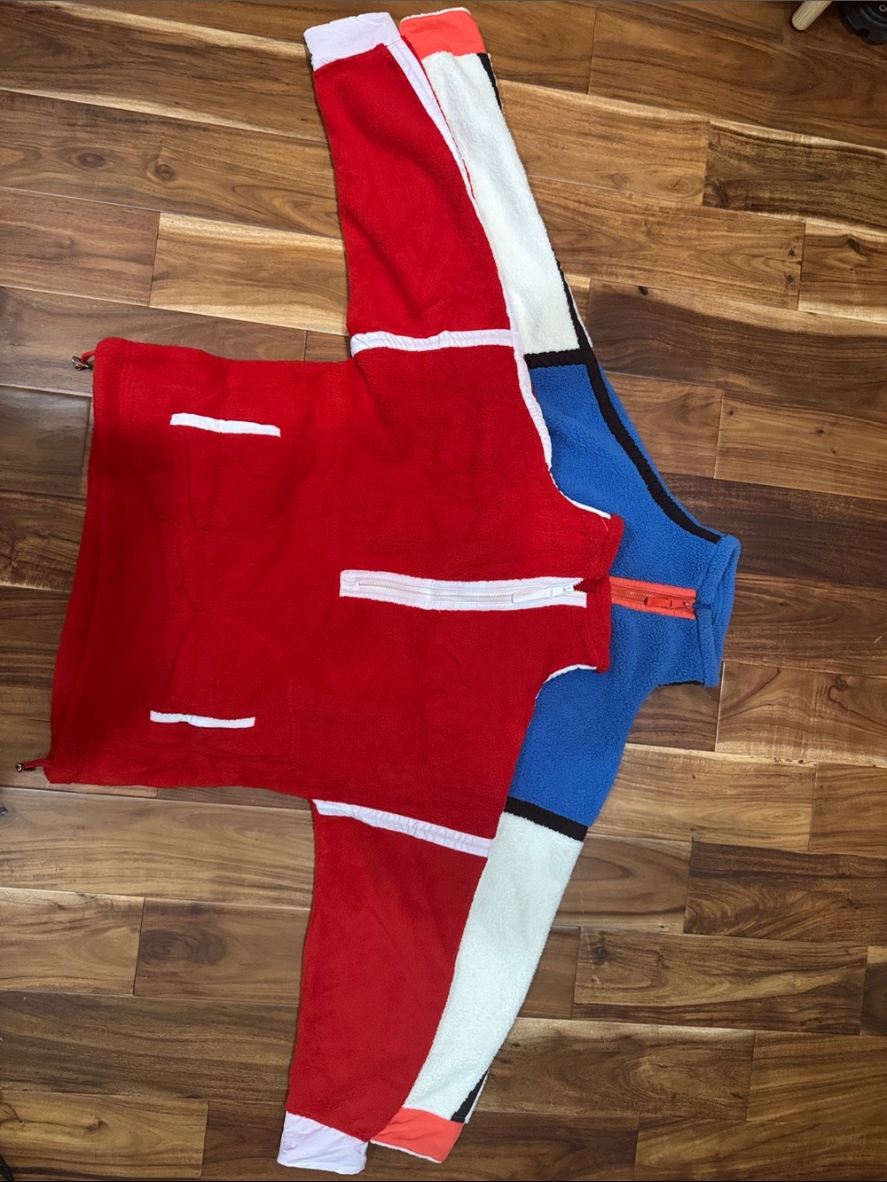 Colorblock Fleece Pullover Jacket - Red, Blue, White NWOT
